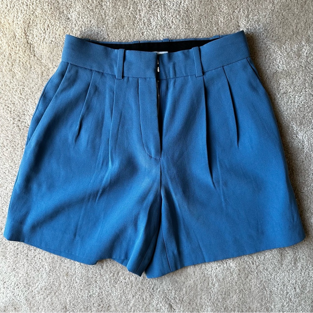 Aritzia Babaton Atelier Pleated Blue Women's Shorts